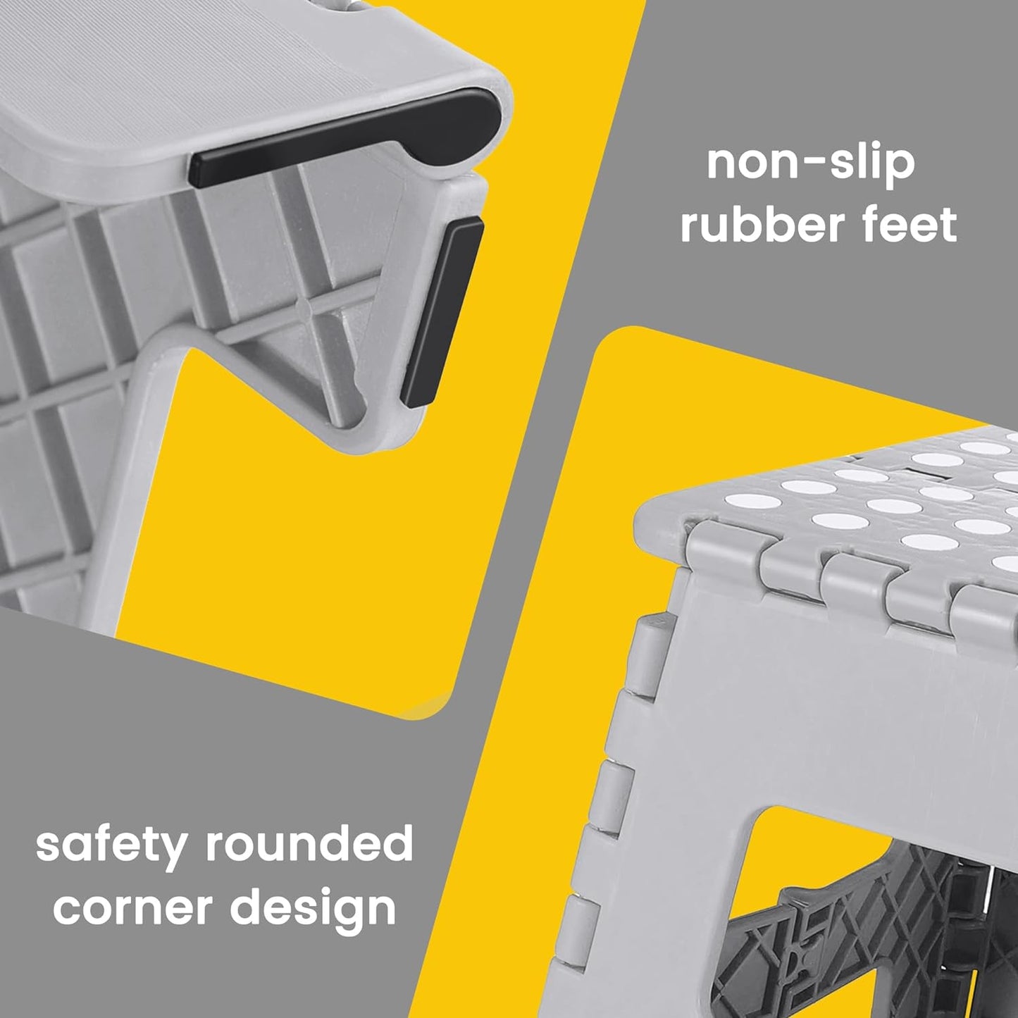 ACSTEP Folding Step Stool Foldable Stool 7.5 Inch Height Kids Step Stool, 300 lb Capacity Plastic Collapsible Stool, Stepping Stool with Handle Black Small Step Stool, Foot Stool Suitable for Kitchen