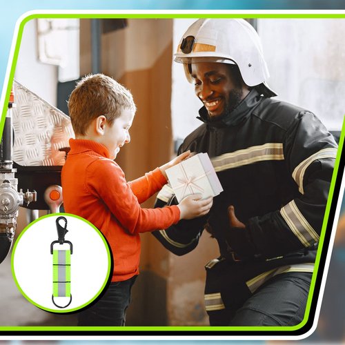 Sureio Reflective Firefighter Keychain with Reflective Patch Holder Ring Heavy Duty Swivel Snap Hook Firefighter Accessories (3 Pcs)