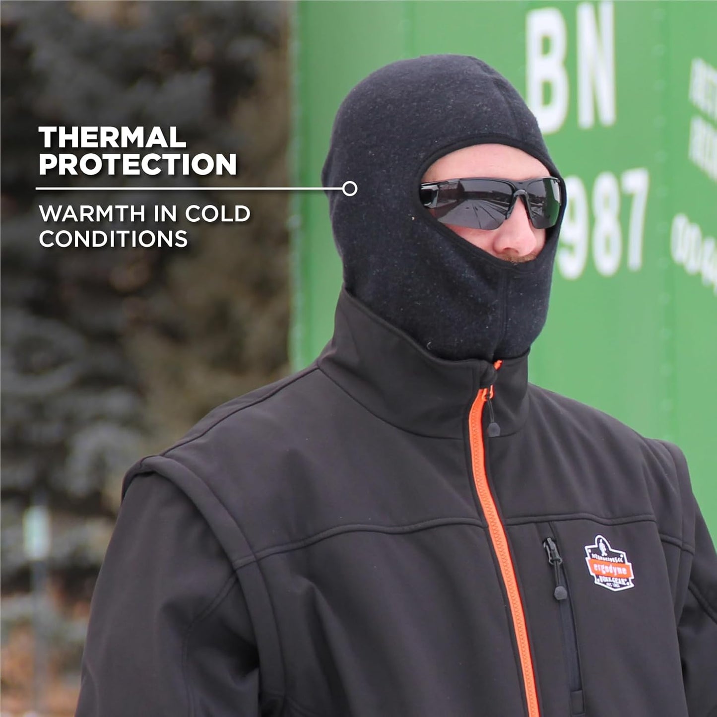 FR Rated Balaclava, Winter Face Mask, Thermal Fire Resistant Modacrylic Fleece, Ergodyne N-Ferno 6828,Black
