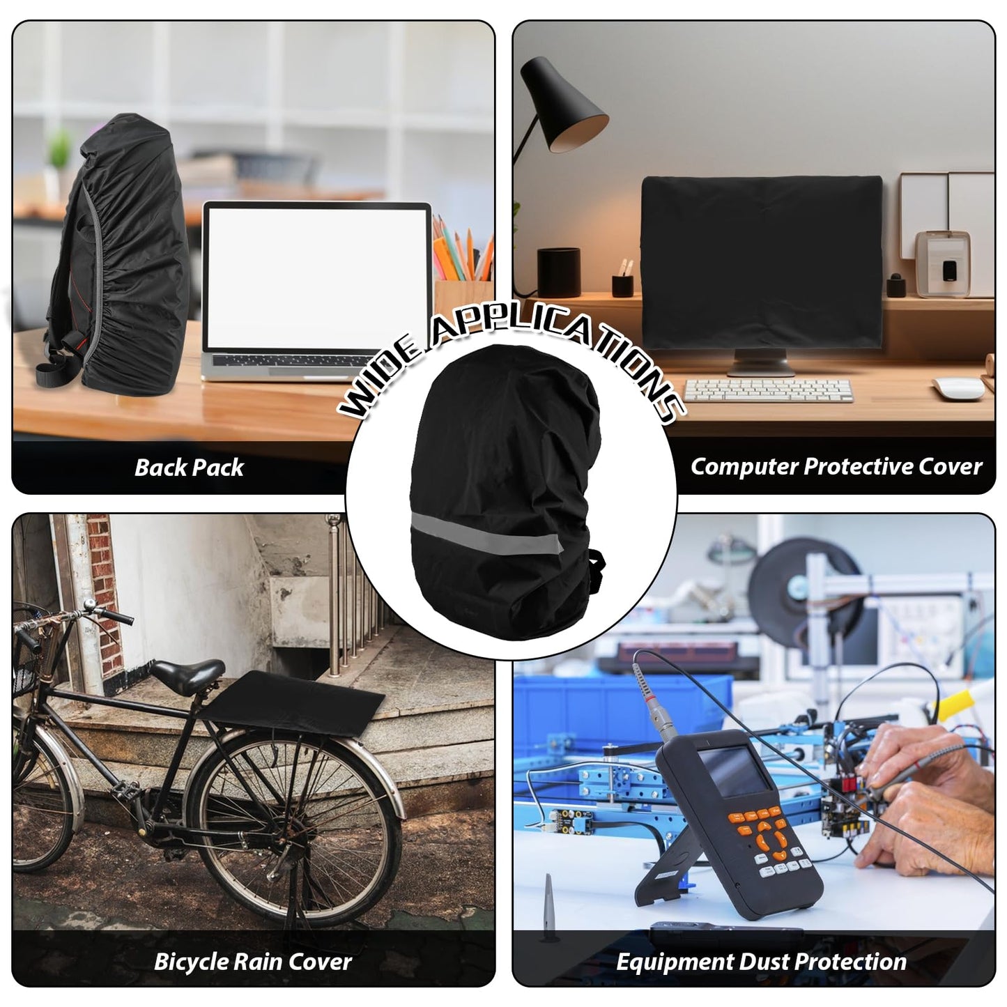 Jeffdad Waterproof Backpack Rain Cover, Foldable Hi-Visibility Reflective Strips Anti-dust Ultralight Rain Cover for Hiking Camping Cycling Traveling (26-40L)(Black)