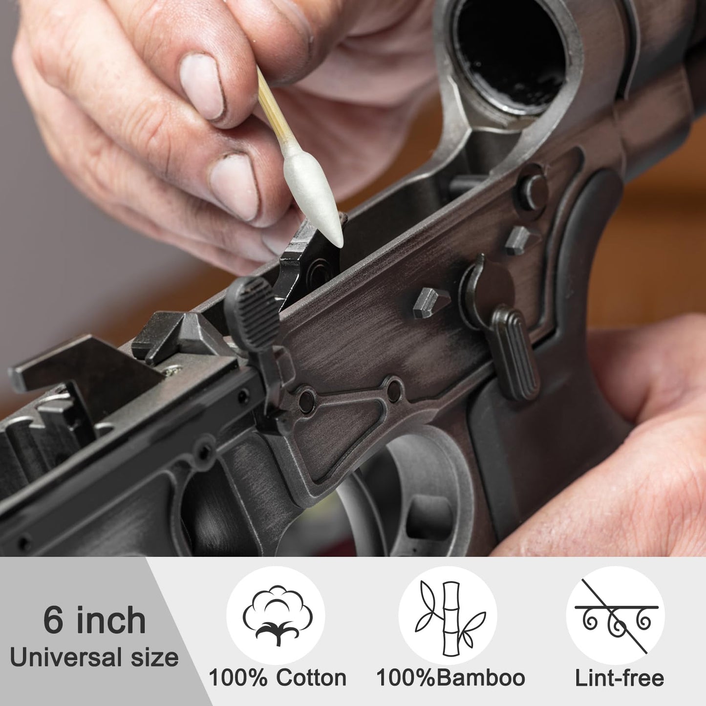 800 Pcs Gun Cleaning Supplies, 2x2 Inch Cotton Patches and 6 Inch Cotton Swabs, Highly Absorbent and Lint-Free Universal Cleaning Kit for Comprehensive Gun Maintenance