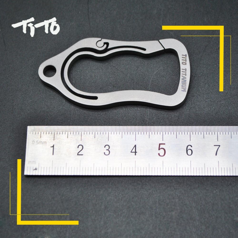 TiTo Titanium Gr5 Carabiner Key Ring Buckle Quickdraw Hook Key Chain Camping Hiking Backpack EDC Tool (colorful)