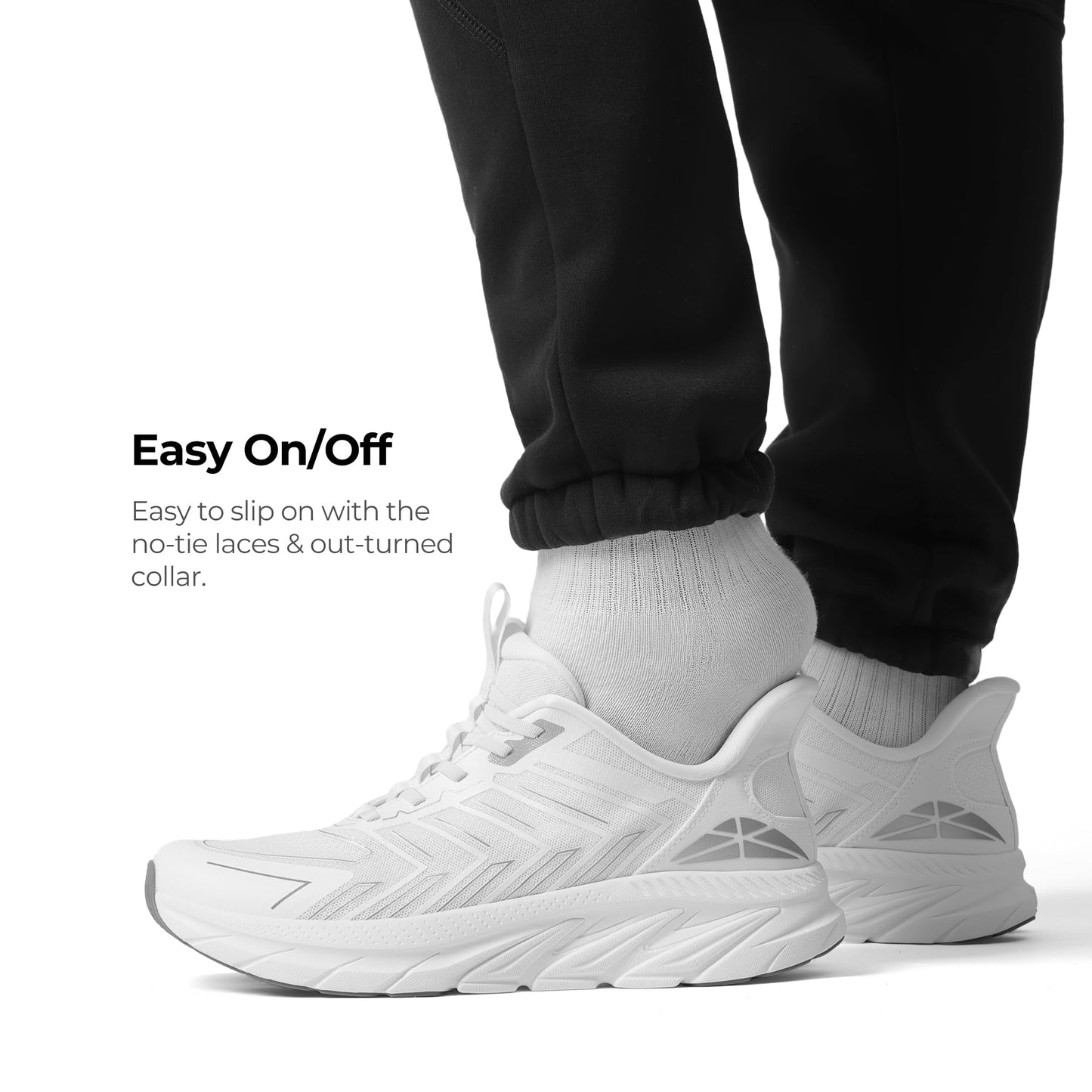 ALLSWIFIT Men's Slip On Walking Shoes Running Comfortable Tennis Breathable Non Slip Athletic Gym Workout Cross Training Fashion Sneakers,Size 12,White,SARR034M