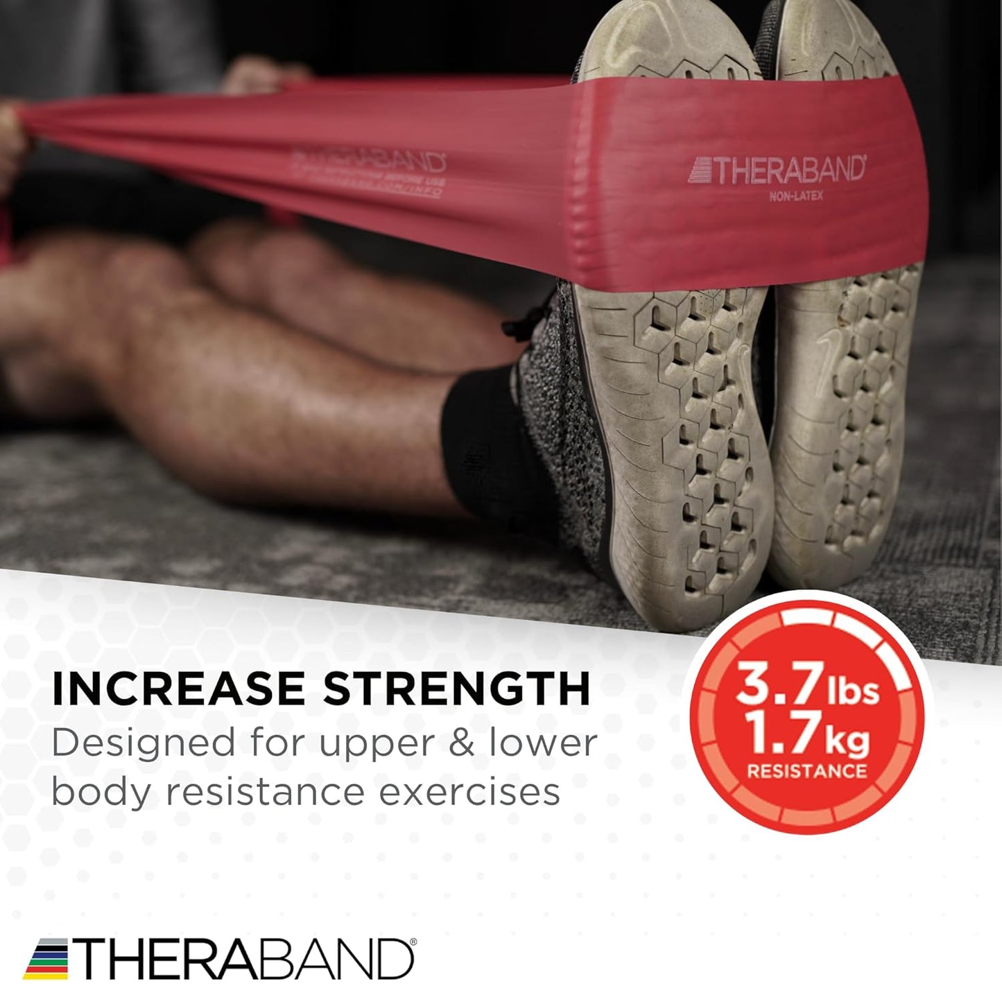 THERABAND Resistance Bands Set, Professional Elastic Band For Upper & Lower Body Exercise, Strength Training without Weights, Physical Therapy, Pilates, Rehab, Yellow & Red & Green, Beginner