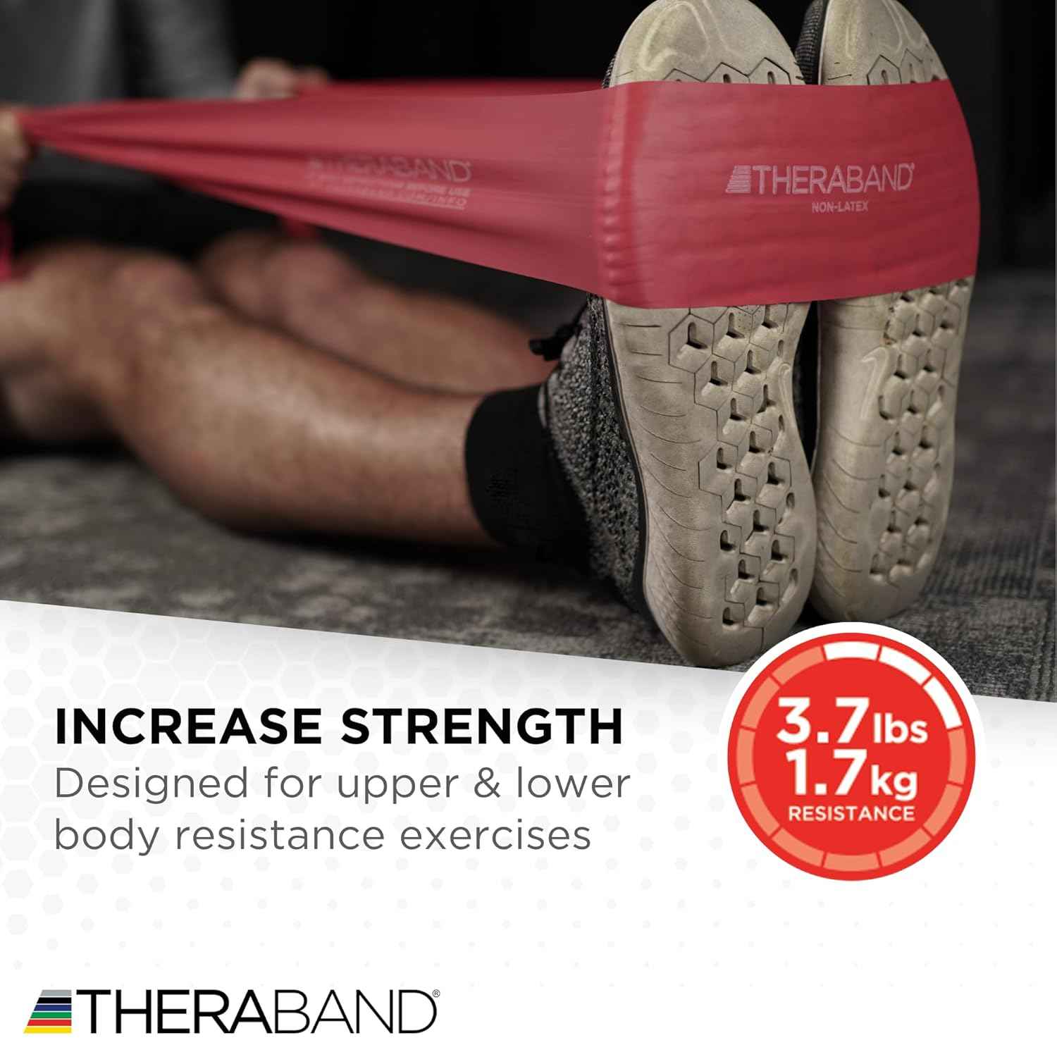 THERABAND Resistance Bands Set - Non-Latex Elastic Exercise Bands for Strength Training & Physical Therapy - Beginner Kit with Yellow, Red, Green