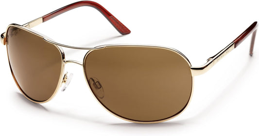 Suncloud Aviator Polarized Metal Sunglasses in Gold & Brown