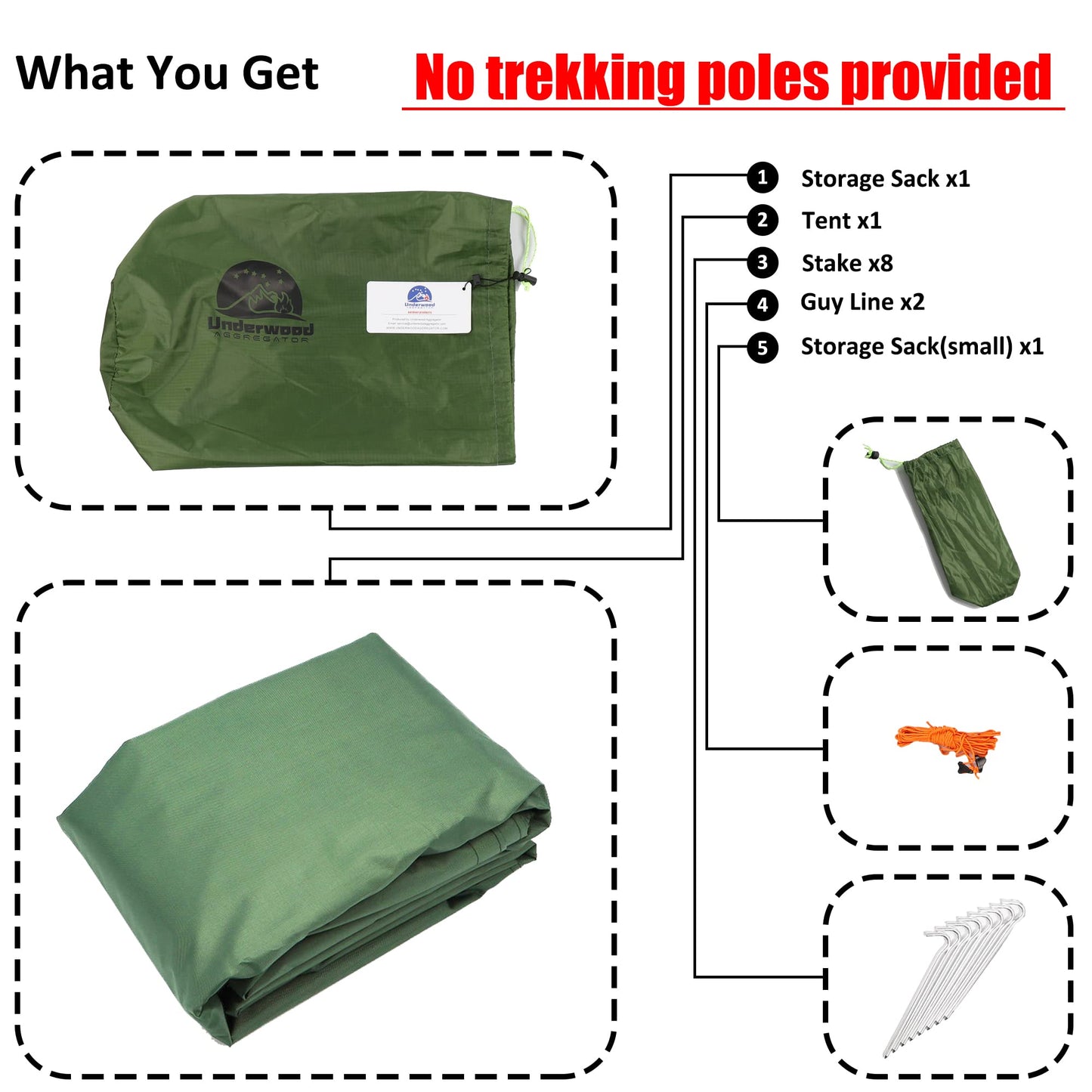 2-Person Ultralight Trekking Pole Tent & Collapsible Aluminum Hiking Sticks by Underwood Aggregator