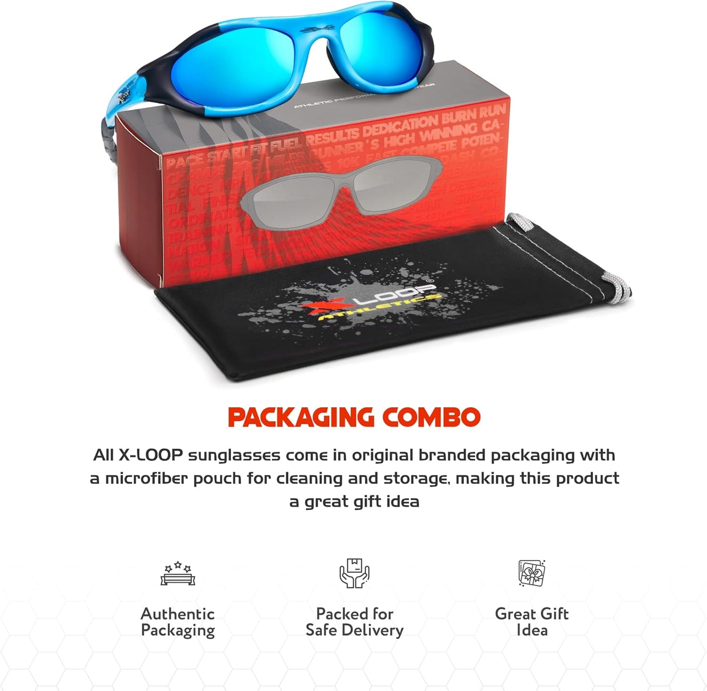 X LOOP Youth Sports Polarized Sunglasses for Boys Kids Teens Age 8-16 Baseball Wrap Around UV400 Glasses