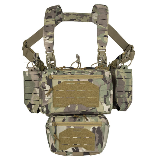 YAKEDA Tactical Chest Mini Rig Vest with Magazine Pouch Adjustable Detachable Laser-cutting Molle Modular Chest Vest (Light Green)