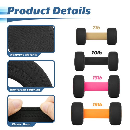 Cosmos 4 Pcs Neoprene Dumbbell Head Ends Protector Cover Wrap - Hand Weight Stretchy Ends Cover Barbell Wrap Sleeve Compatible with DOHL Neoprene Coated Dumbbell 7-15 LBS