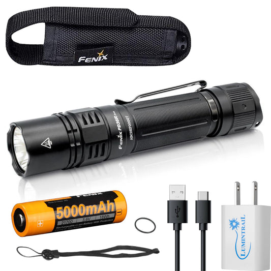 Fenix PD36R Pro High Lumen Tactical Flashlight, 2800 Lumens, Dual Rear Switches, Rechargeable with Battery and USB Wall Plug