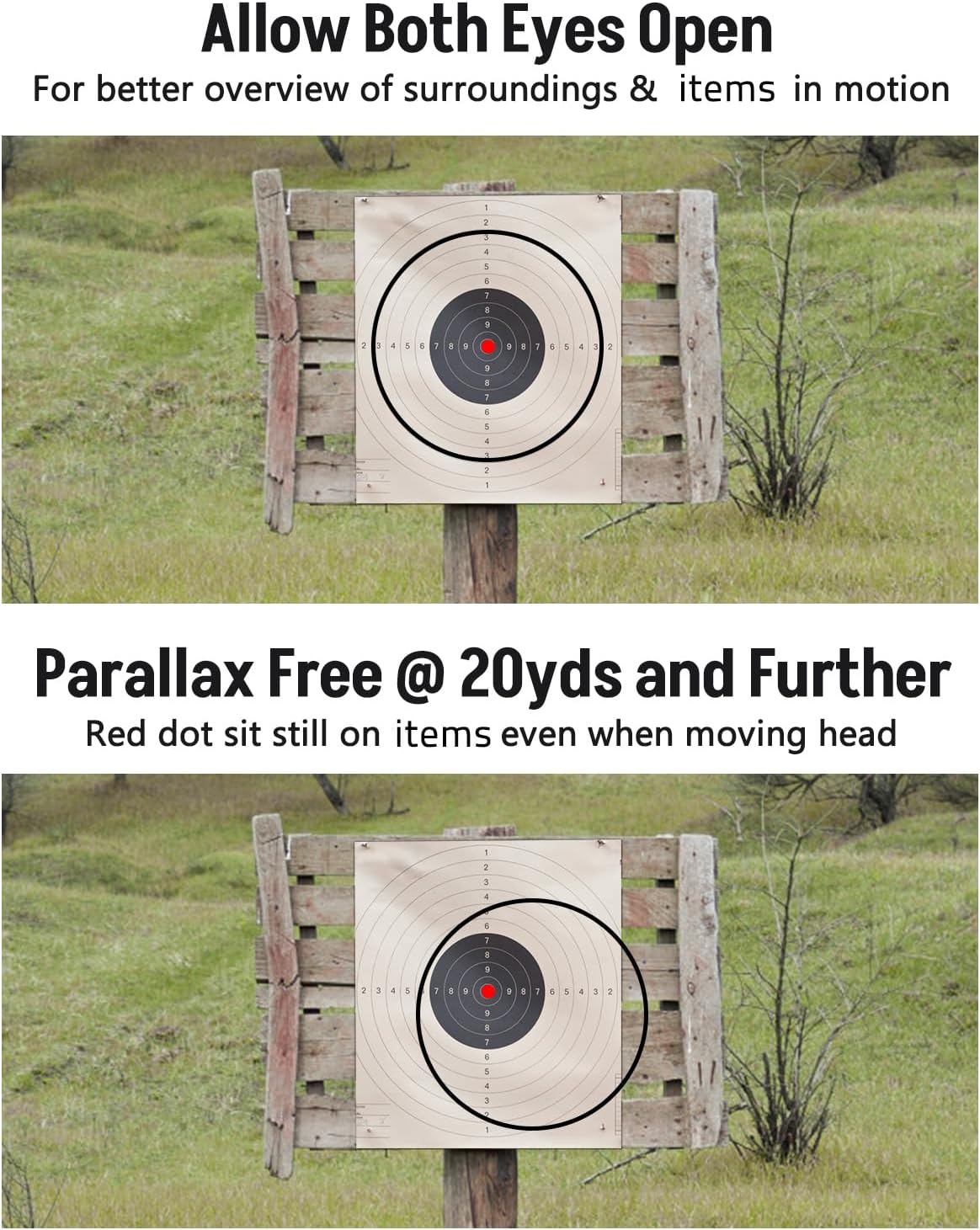 MidTen 2MOA Red Dot Sight 1x25mm Reflex Sight Waterproof & Shockproof & Fog-Proof Red Dot Scope with 1 inch Riser Mount