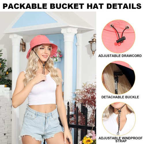 Womens Packable Waterproof Bucket Hat Men UV Protection Sun Hat, Watermelon