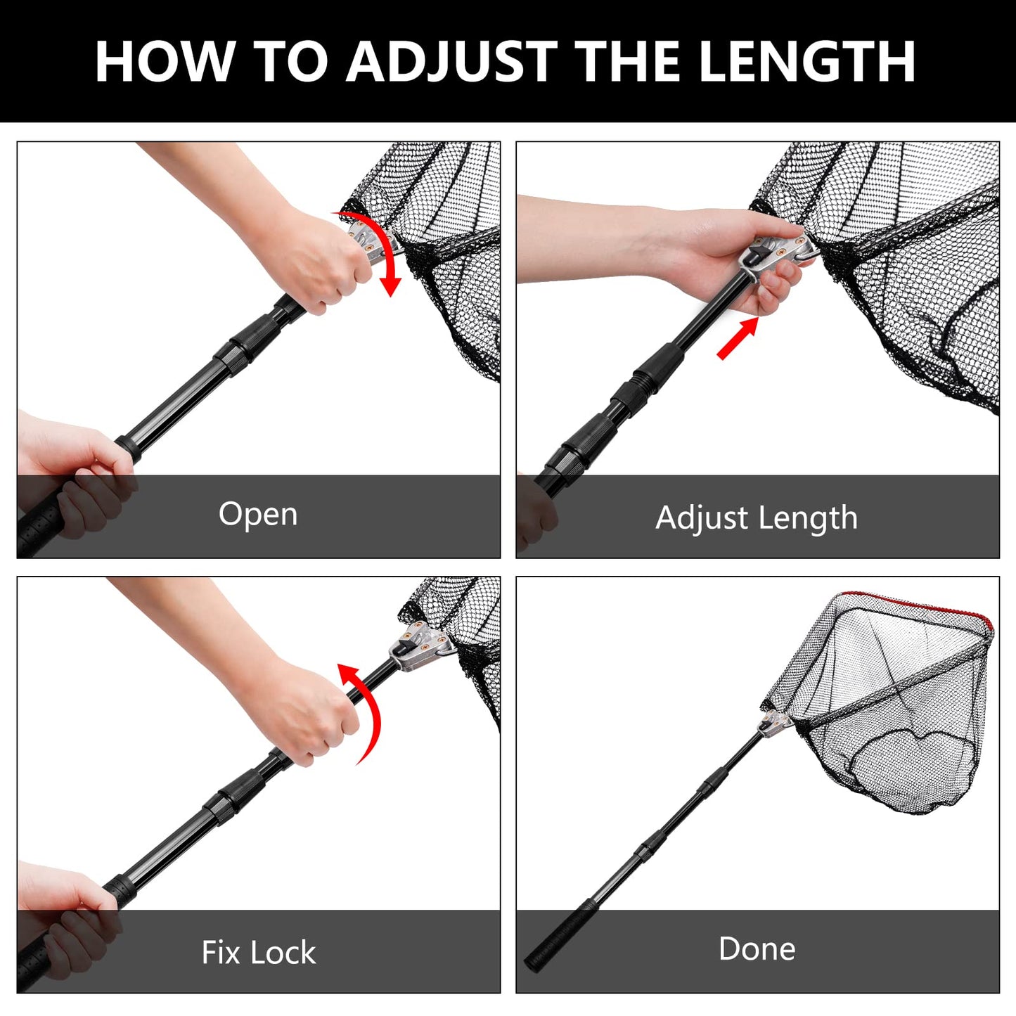 Fishing Landing Net, Fishing Net for Freshwater Saltwater with Long Telescoping Pole Handle Foldable Collapsible Small Fish Net for Kids Men Women Easy Catch Release
