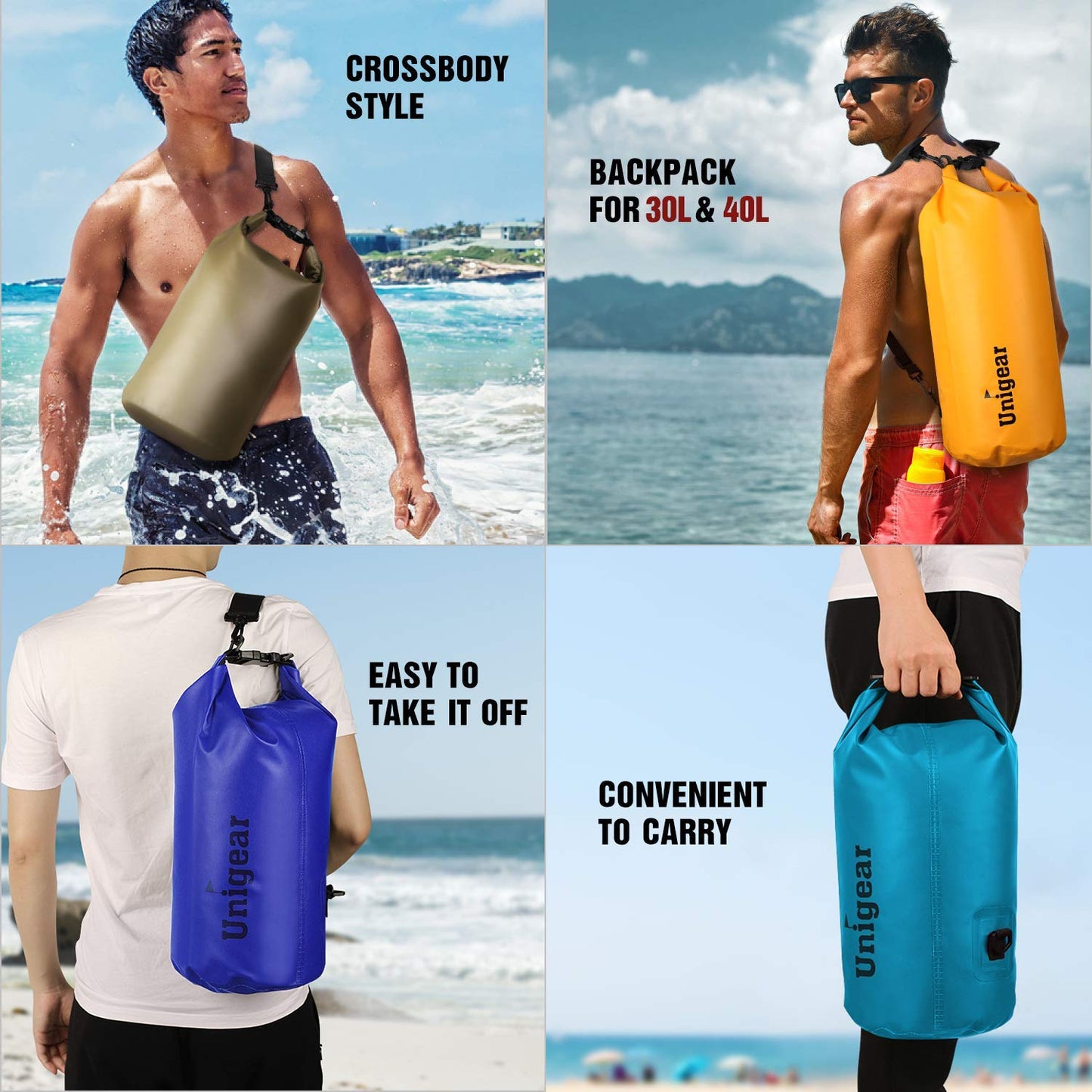 Unigear Dry Bag Waterproof, Floating and Lightweight Bags for Kayaking, Boating, Fishing, Swimming and Camping with Waterproof Phone Case (Blue, 2L)