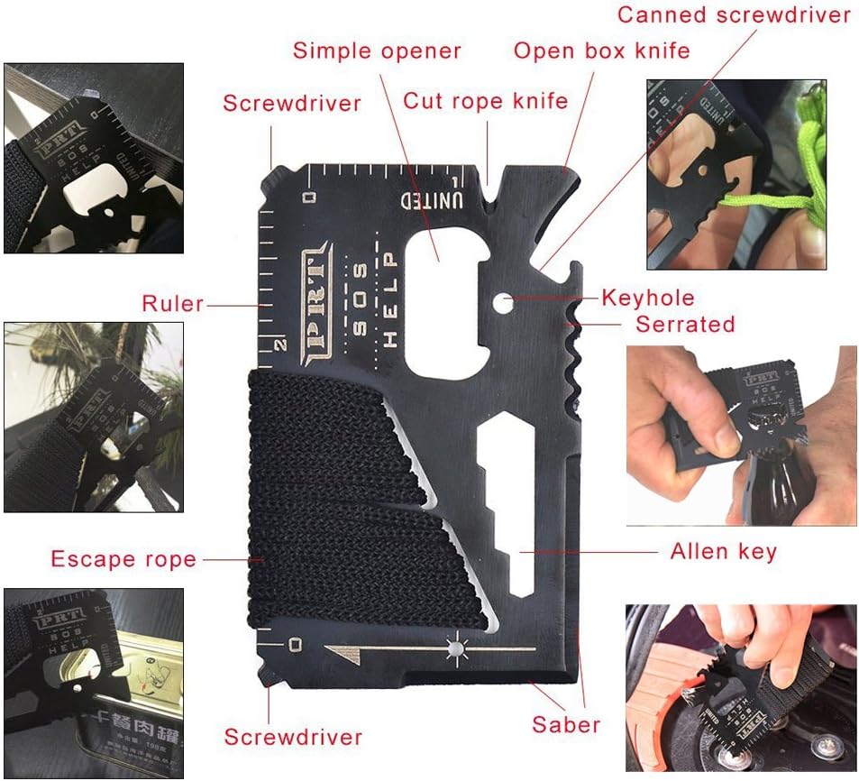 XUANLAN Emergency Survival Kit 13 in 1, Outdoor Survival Gear Tool with Survival Bracelet, Fire Starter, Whistle, Wood Cutter, Water Bottle Clip, Pen (Survival Kit 1)