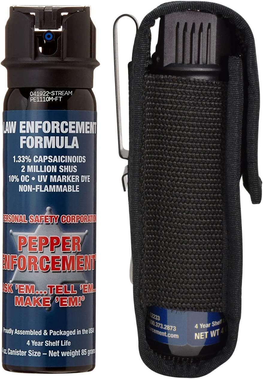 4 oz. Splatter Stream Pepper Spray for Self Defense - Maximum Police Strength 10% OC Formula, Emergency Personal Protection, Flip Top Safety for Quick and Accurate Aim