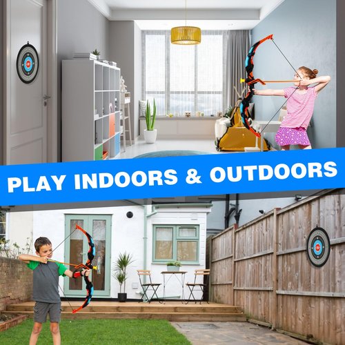 Life Bow and Arrow Set for Kids 4-12, Light Up Archery Bows with 2 Targets, Outdoor Toy Games for Boys