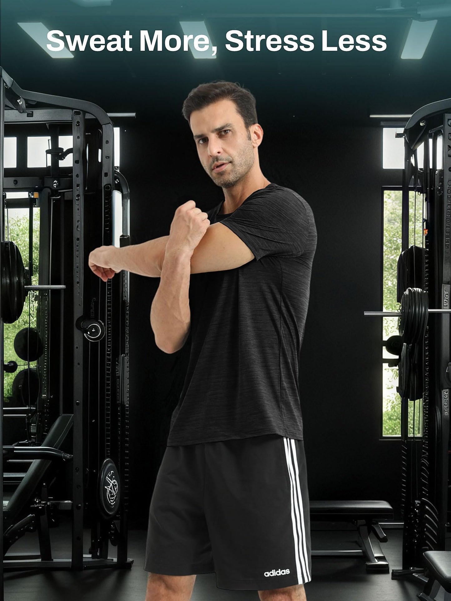 BECLOH Men’s Dry-Fit T-Shirts Moisture Wicking Short Sleeve Mesh Athletic Workout Tees Crewneck Polyester Shirts(Dark Grey*3,M)