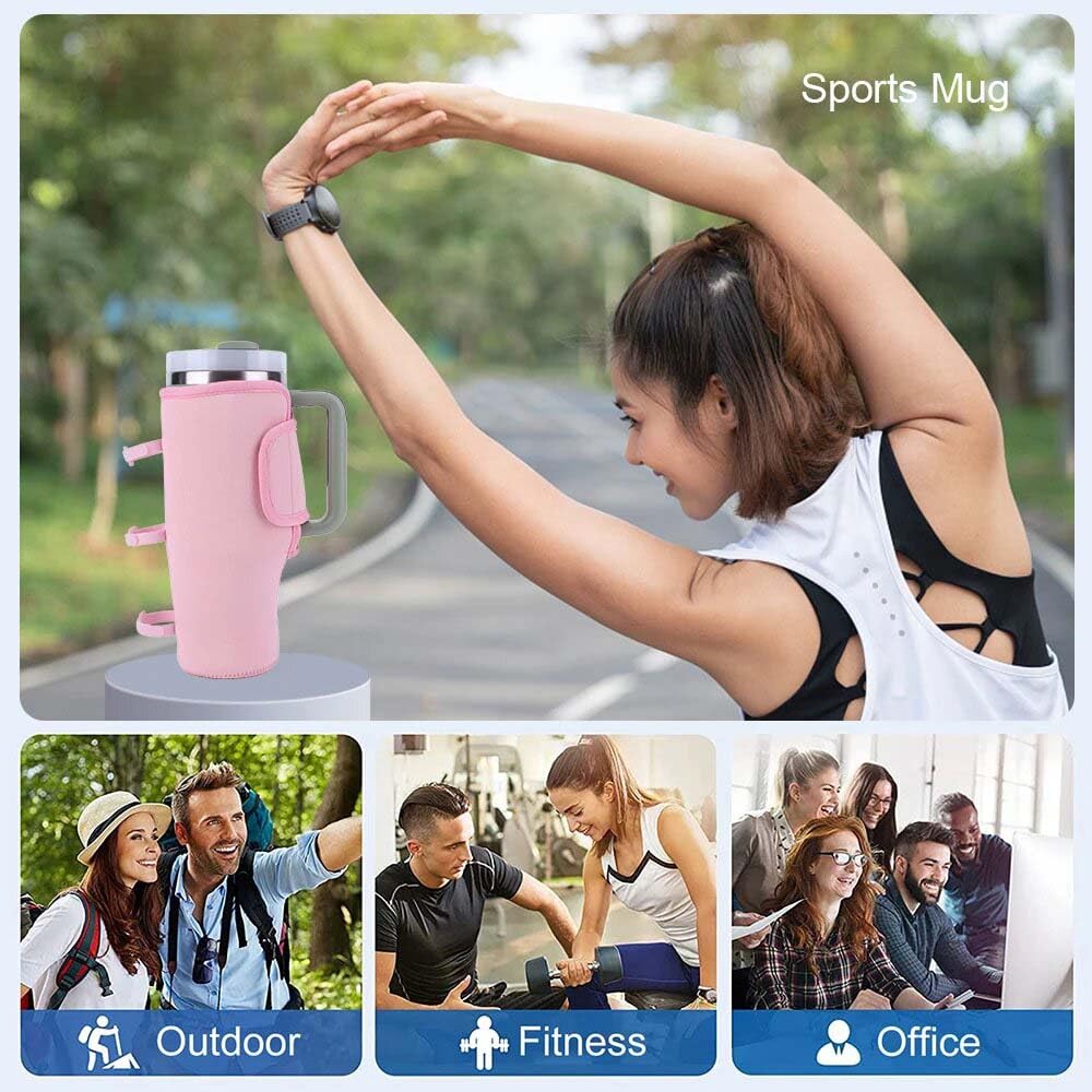 AIYoo Cups Holder for Stanley,Drink Cup Holder Compatible with All Bogg Bag 40 oz Water Bottle Holder Accessories,Portable Cup Holder Attachment for Simply Southern Beach Tote Bag,Pink