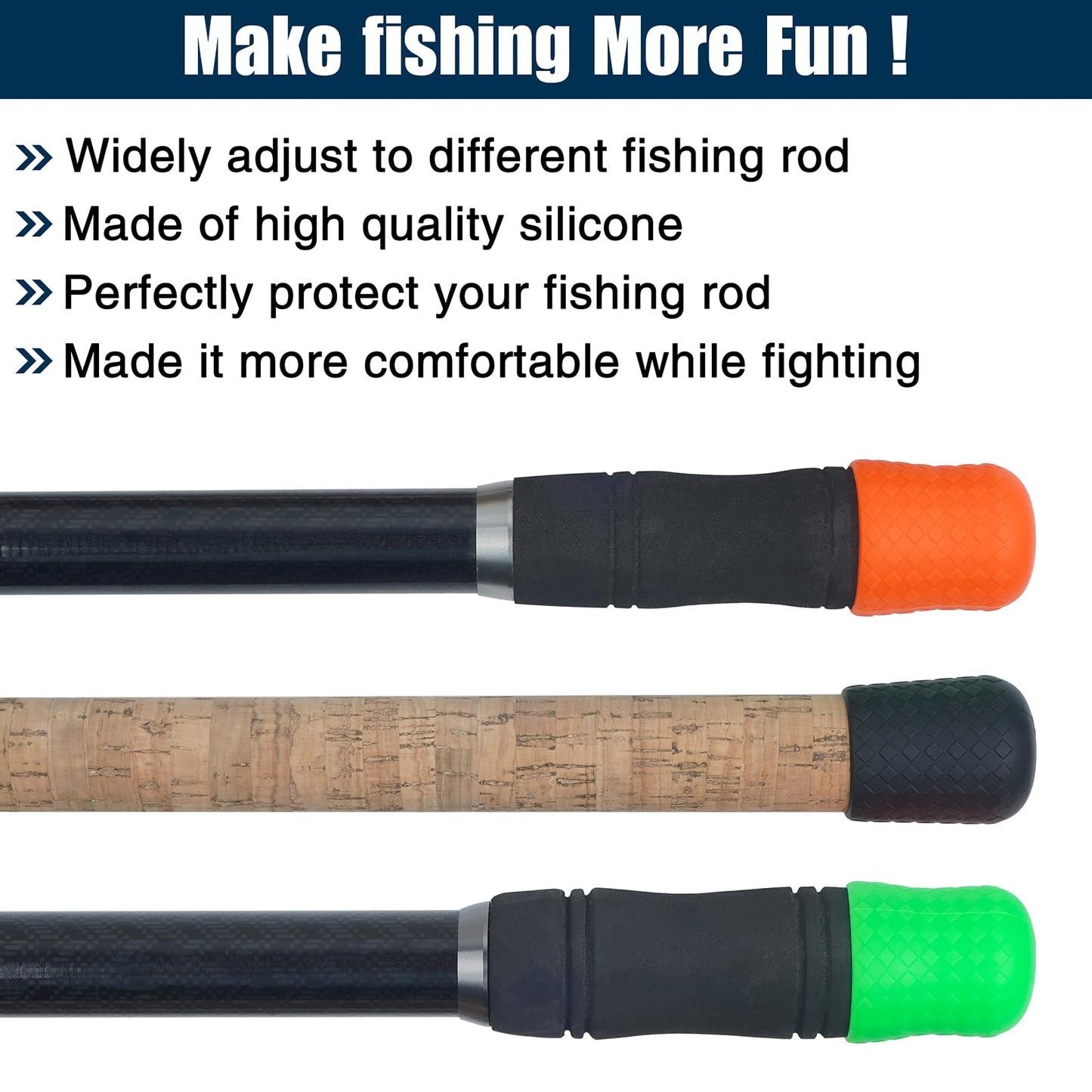 JSHANMEI Fishing Rod Butt Cushion - 6pcs Set with Pole Butt Cap Seat Cushions Pole Protector End Fishing Rod Holders Black