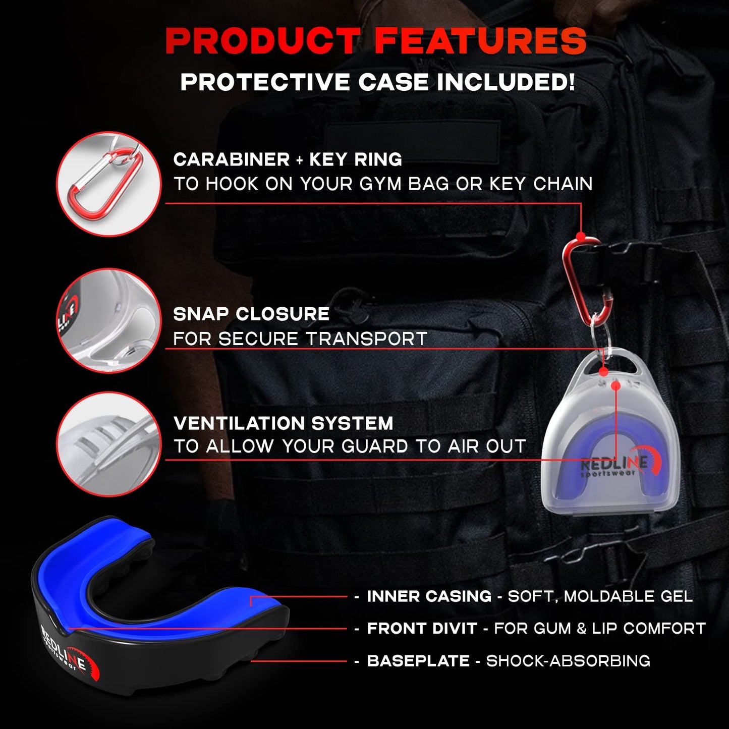 Sports Mouth Guard for Boxing, Football, MMA, Wrestling, Muay Thai, Hockey & Lacrosse Custom Fit Mouthguard for Men, Women, Kids & Youth Case Included, Comfortable, BPA Free, Braces Compatible