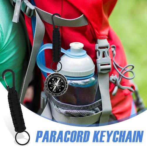 Gisafai 12/24/50 Pcs Paracord Keychain 550 Survival Paracord Lanyard Outdoor Camping Fishing Hiking Travailing(Black,50 Pcs)