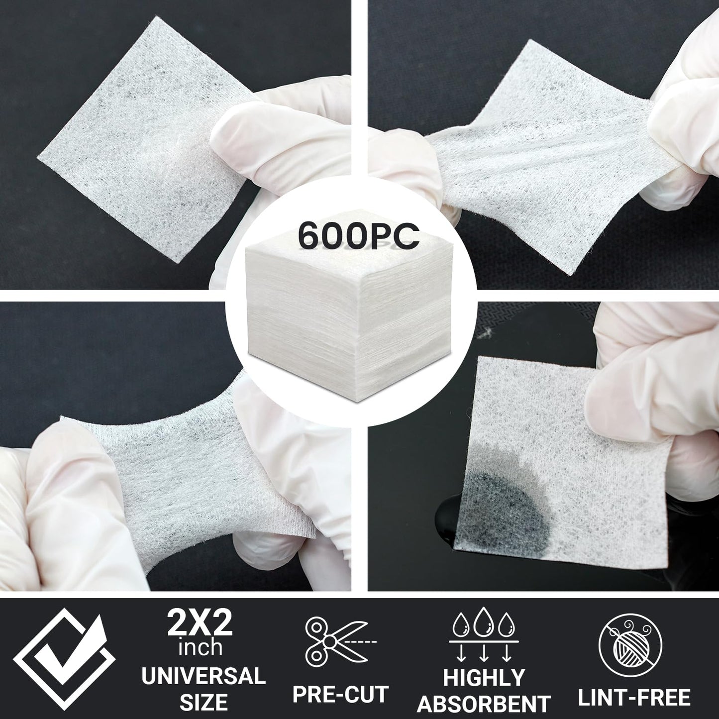 1200pc Gun Cleaning Supplies - 600PCS Patches and 600PCS Swabs, 6-inch Pointed Gun Swabs, 2" Lint Free Patches - Fit Most Calibers Cleaning Kit Supplies