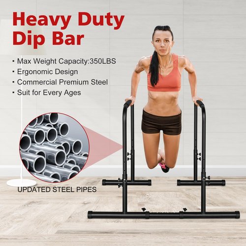 LSKSSNG Dip Stand Station, Adjustable Height Dip Station for Strength Training, Heavy Duty Steel Parallel Push Up Stand, Home Gym Fitness Workout Dip bar Station,Tricep Dips, Pull-Ups, Push-Ups