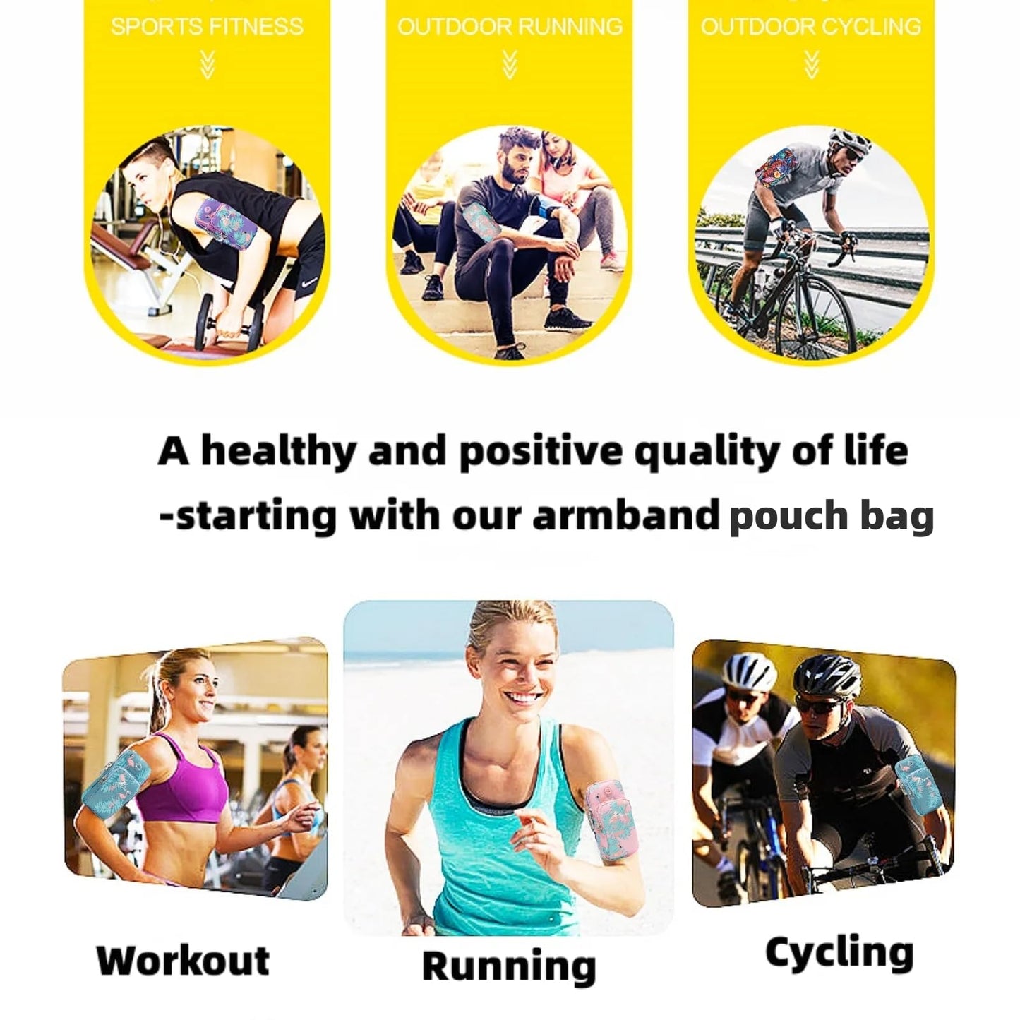 NELboNs Water Bottle Pouch Compatible with Stanley 18-40oz Tumblers Zipper Flamingo Pattern Pouch Bag for Gym Running Walking Armband to Hold Cellphone,Keys,Earphones,Chapstick or Cards,Purple/Large