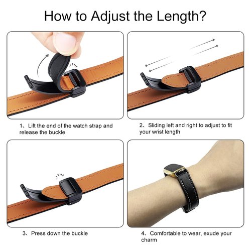 Lzwldan Leather Watch Band Compatible with Fitbit Luxe Band,Soft Genuine Leather with Magnetic Buckle Replacement Wristband for Fitbit Luxe Fitness Smart Watch for Women Men