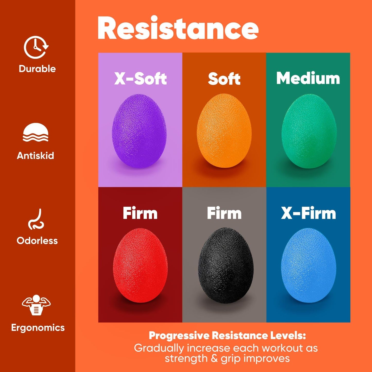 HiKeep Stress Balls for Adults (6 Pack), Grip Strength Trainer, Hand Strengthening Devices, Hand Exercisers for Strength, Exercise Balls Physical Therapy, Wrist Finger Strengthener, Forearm Exerciser