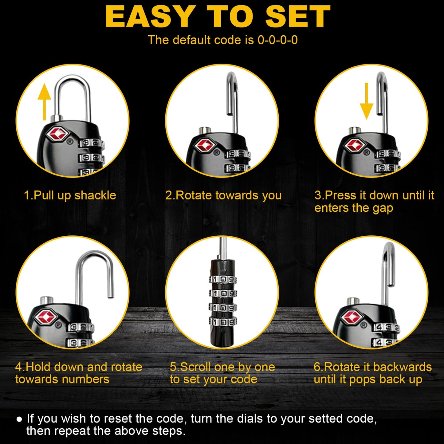 4 Pack TSA Approved Gun Case Locks for Pistol Case, 4 Digits Travel Locks Small Tool Box Combo Lock Combination Padlocks for Gun Cases/Luggage/Firearm Air Travel Cases, Small Dial Zipper Pad Lock