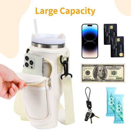 Mohjeke Stanley Cup Accessories,Tumbler Accessories,Pouch Water Bottle Holder with Strap Cup Bag,for stanley 40 oz Tumbler Neoprene Water Bottle,cup pouch and straw cover sets