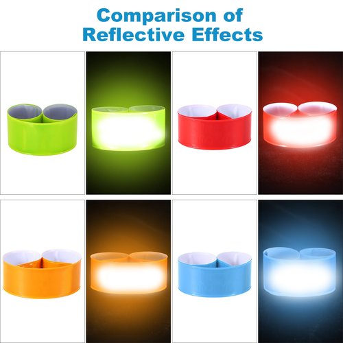 PATIKIL Reflective Slap Bands, 6 Pcs Reflector Band Snap Bracelet Armbands High Visibility Safety Reflectors Wrist Strap Strips for Night Jogging Cycling Running Hiking, Orange