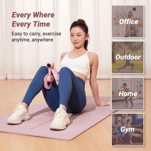MERACH Thigh Trainer, Pelvic Floor Muscle Trainer, Inner Thigh Exercise Workout Equipment for Home Gym, Pelvic Floor Strengthening Women (Pink)