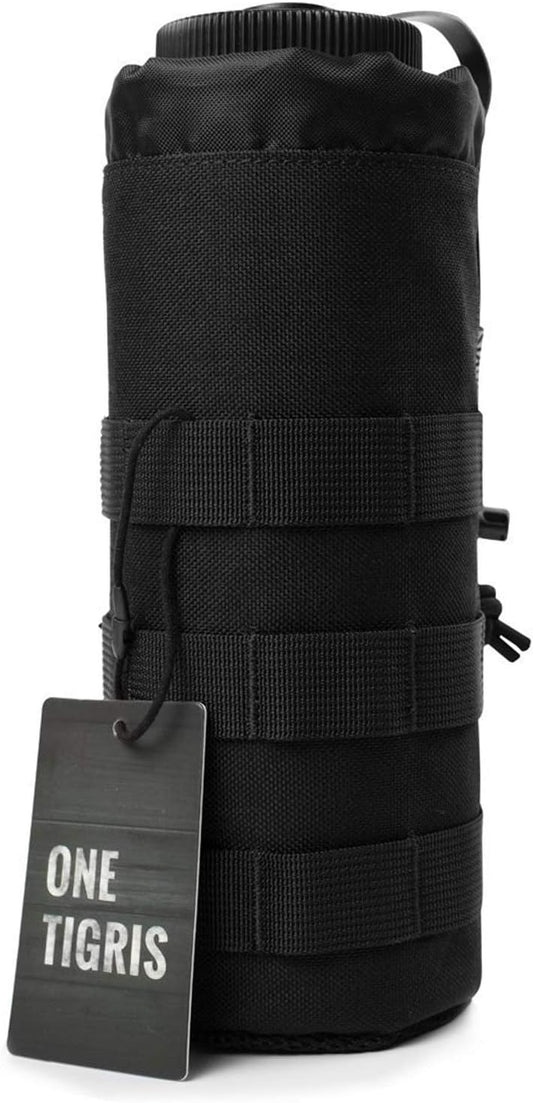 OneTigris Water Bottle Pouch 32 oz - Upgraded Water Bottle Holder, Tactical Drawstring Molle Water Bottle Carrier Bag 1000D Nylon for Walking Traveling Hiking Camping Cycling Outdoor Sports