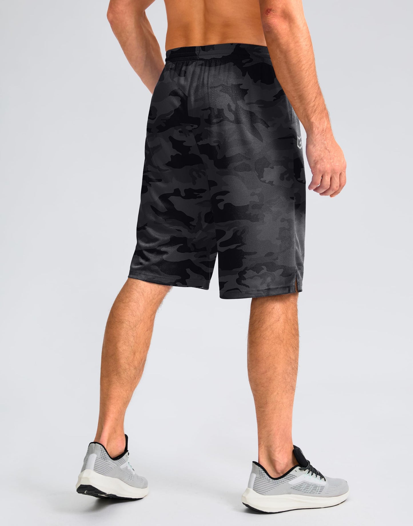 G Gradual Men's Athletic Shorts with Pockets 9" / 11" Long Basketball Shorts Lightweight Quick Dry Gym Workout Shorts for Men(Gray Camo,XL)