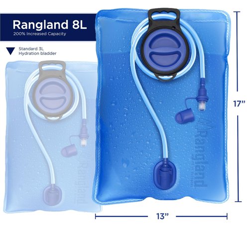 RANGLAND Extra Large 8L Water Bladder Reservoir (2.1 Gallon) Easy-Fill Wide Mouth Opening, Leak-Proof Drinking Tube and Carrying Bag with Strap