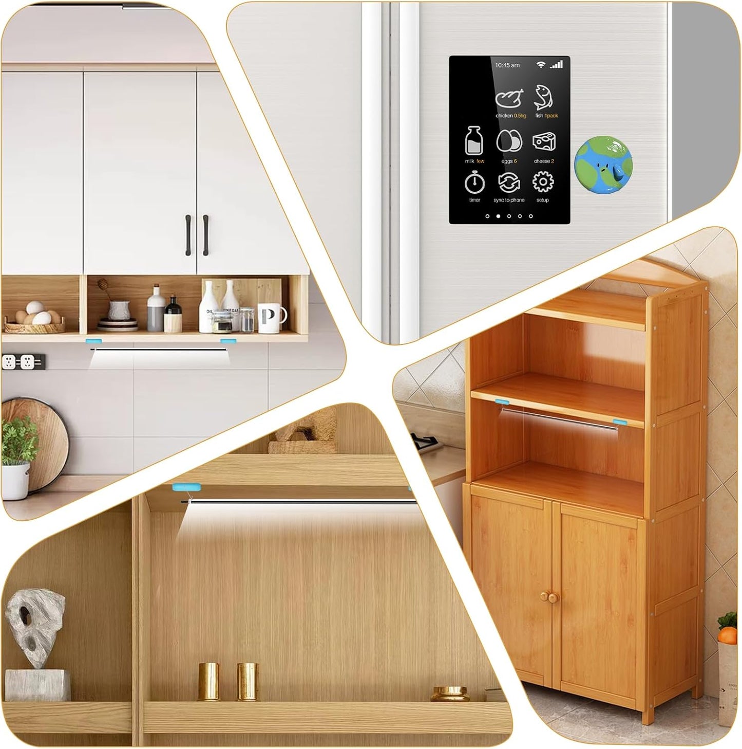 12 Pcs Magnetic Strips with Adhesive Backing, 2.56x1.77in/6.5x4.5cm Traceless Magnet Sheets with Adhesive Replacement Kitchen Cabinet Magnets for Cabinet Lights