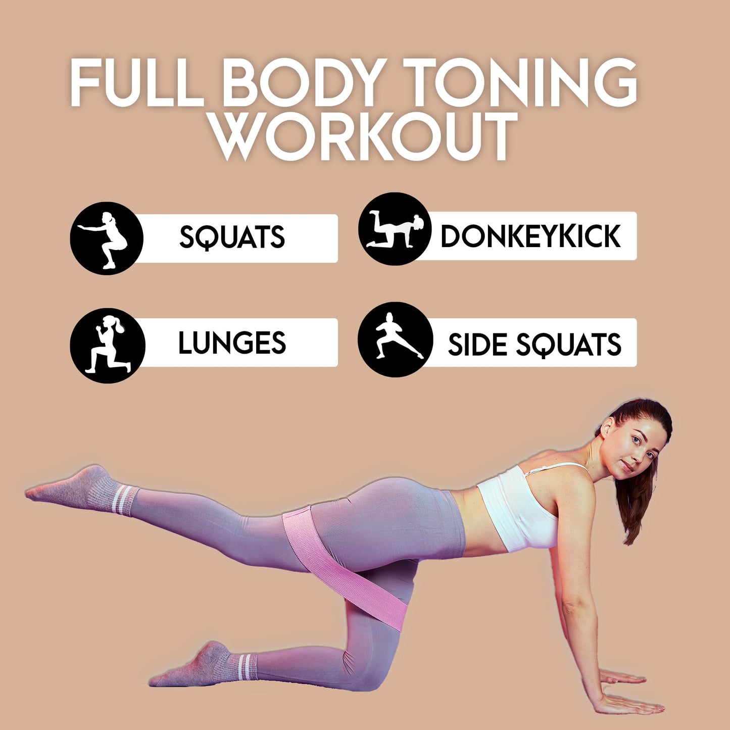 Generic Resistance Bands for Working Out - 3 Levels Exercise Bands for Full-Body Fitness - Booty Bands for Working Out - Exercising Bands for Home