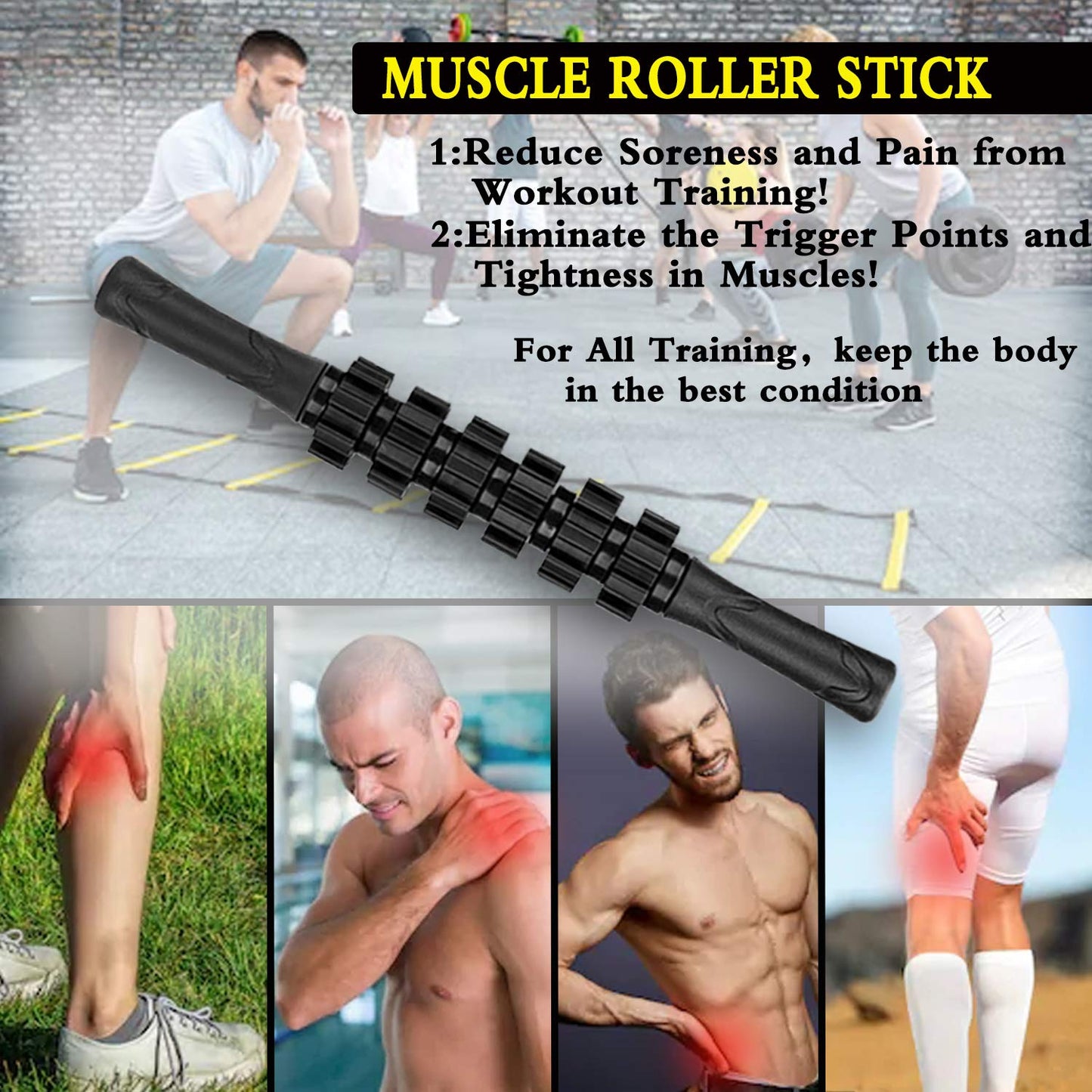 Gendeda Speed Agility Training Set, Includes Agility Ladder, Resistance Parachute, Jump Rope,5 Resistance Bands, Muscle Roller Stick and 10 Cones, Speed Training Equipment for Soccer Football (Yellow)