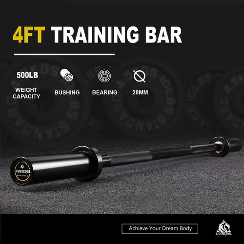 LIONSCOOL Premium 4ft Barbell and 20” Loadable Dumbbells Pairs for Strength Training and Olympic Weightlifting