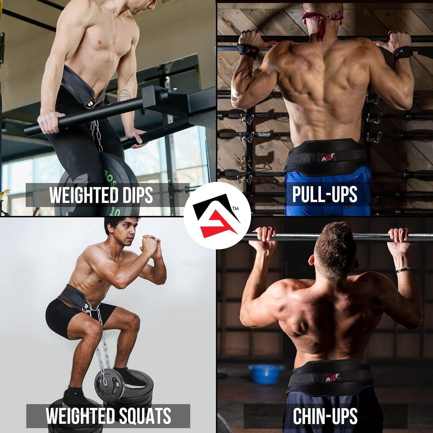 AQF Weightlifting Dip Belt with 36" Steel Chain - Neoprene Padded Support for Powerlifting & Bodybuilding