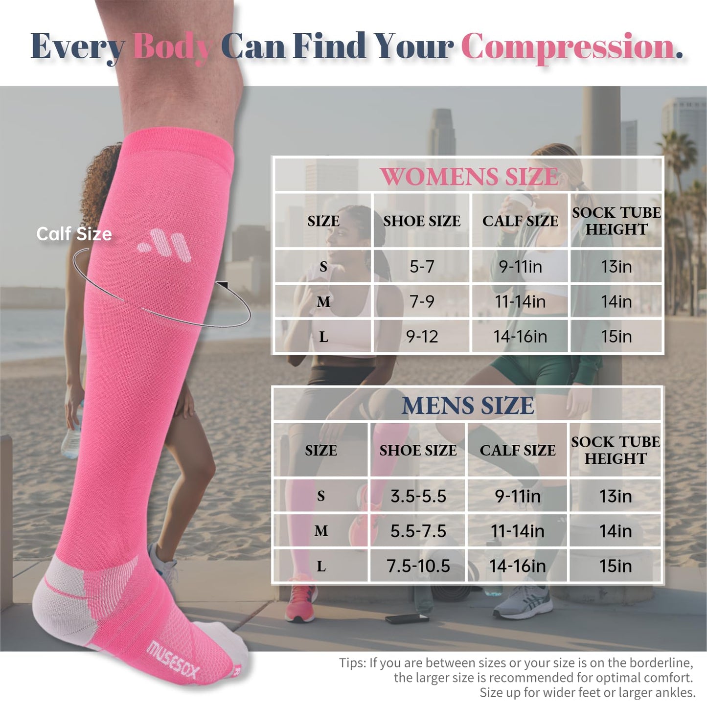 musesox Compression Socks for Women and Men,Knee High 15-20mmHg Graduated Support(3 Pairs) for Nurses,Travel,Black,Large
