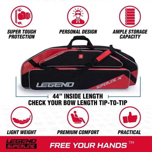 Legend Superline Soft Bow Case for Compound Bow - Thick Padded Compound Bow Case with Backpack & Shoulder Straps, Multiple Pockets, Arrow Tube Holder - Archery Bag for Gear & Accessories - 44"