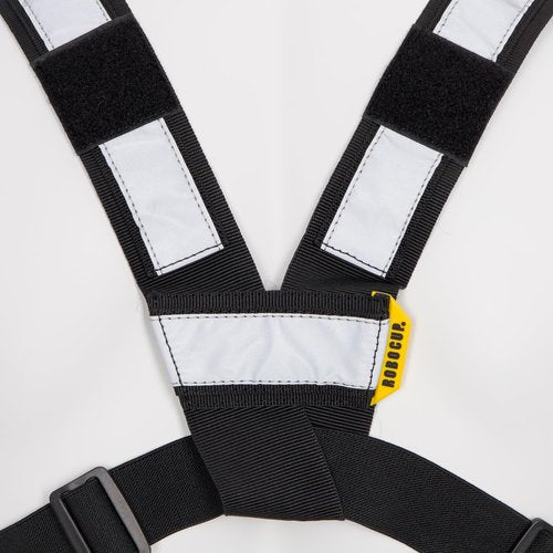 ROBOCUP Radio Chest Harness Vest - Adjustable Utility Organizer with Silent Buckle Closure - Full-Size Ham Radio Pouch, Secure Fit, Work Gear with D-Ring, Reflective Safety Stripes, Hook & Loop Patch