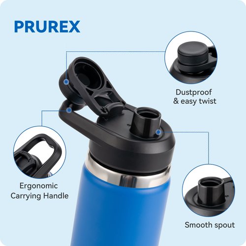 Prurex Wide Mouth Spout Lid for Hydro Flask 12-64 oz & More | Compatible Replacement Chug Lid for 2.28" Inner Diameter Bottles - Durable, BPA-Free & Leak-Proof（1 Pack）