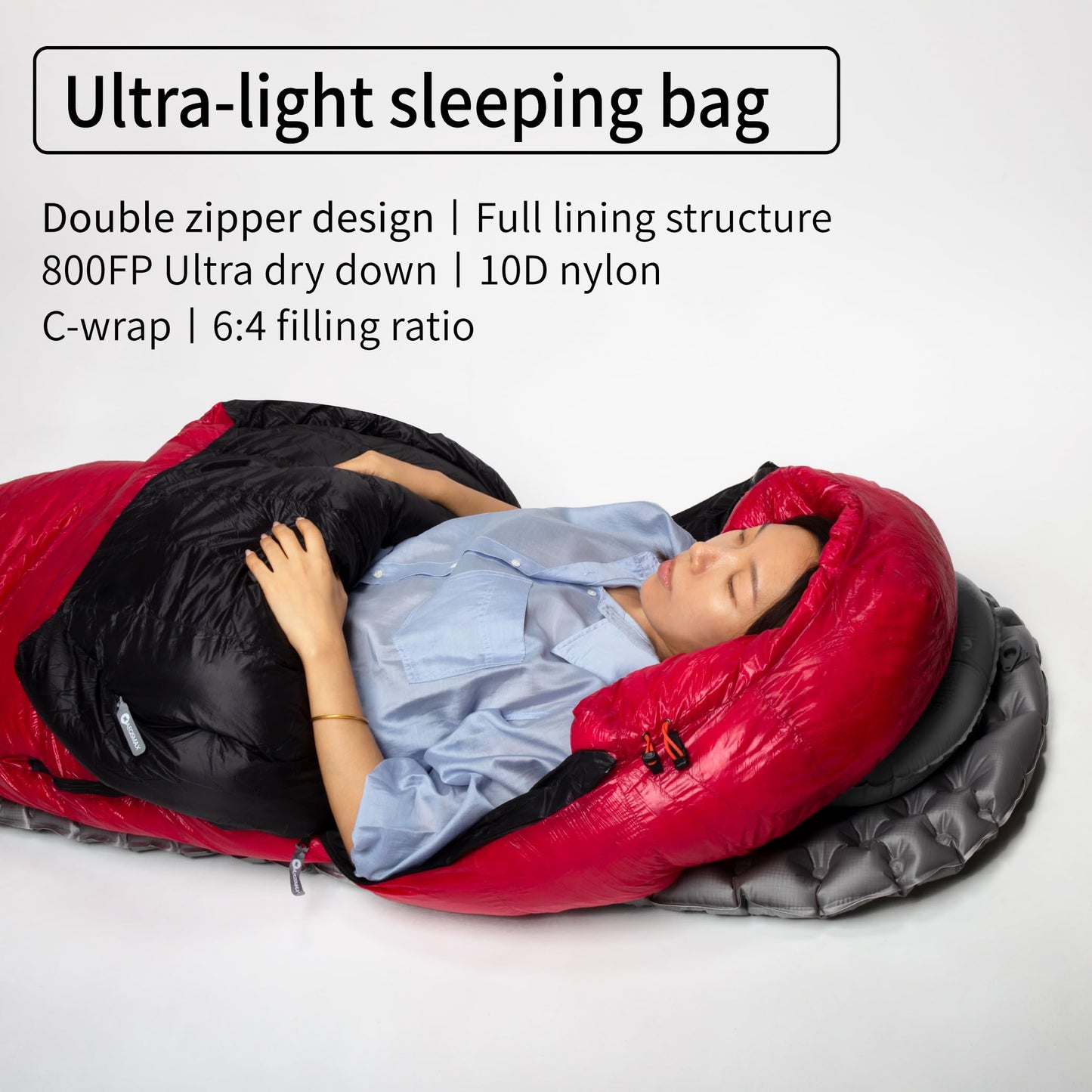 AEGISMAX Ultra Future 10D 800FP Ultra Dry Down Sleeping Bag Thicken Winter Ultralight Camping Hiking Sleeping Bag Backpacking Outdoor (Ultra Future II Lengthen)