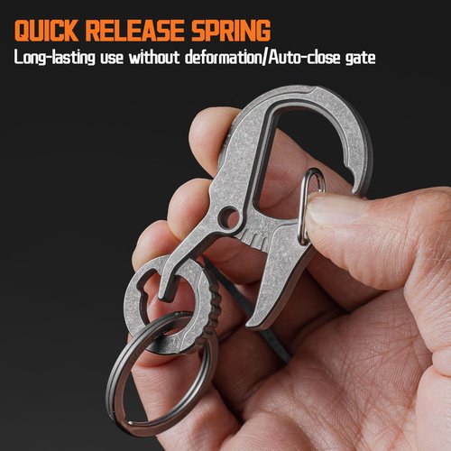 TIMULTI Titanium Carabiner Keychain Clip, EDC Key Carabiner, Mens Quick Release Key Ring Holder with Bottle Opener, Key Chain Hook